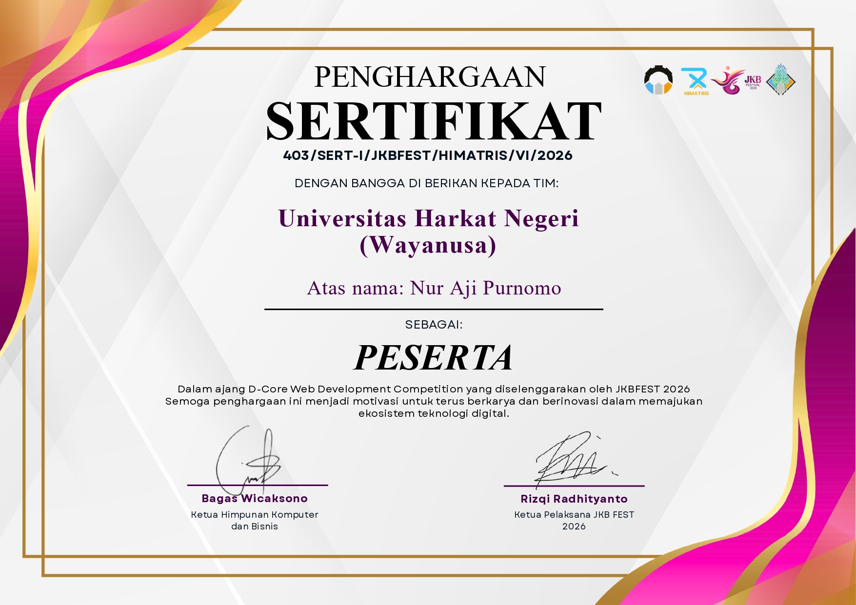 D-Core Web Development Competition JKB FEST 2026